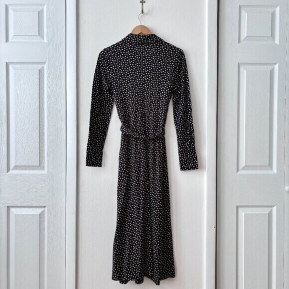 Boden Laura Jersey Midi Shirt Dress in Black Abstract Polka Dot - Picture 5 of 6